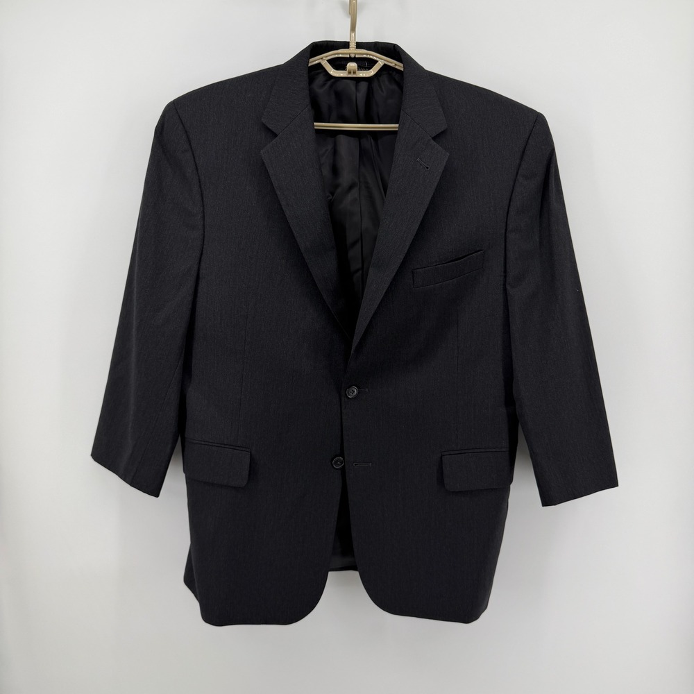 Jos A Bank Signature Collection Mens 44S 36W 100% Wool 2 Pc Suit Charcoal Gray - Picture 2 of 16